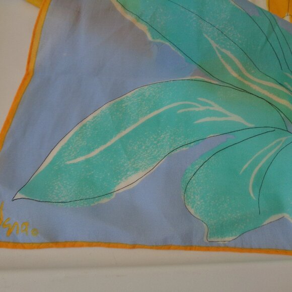 Vera Neumann Yellow Tulip Flowers Woman's Silk Scarf - Picture 2 of 3